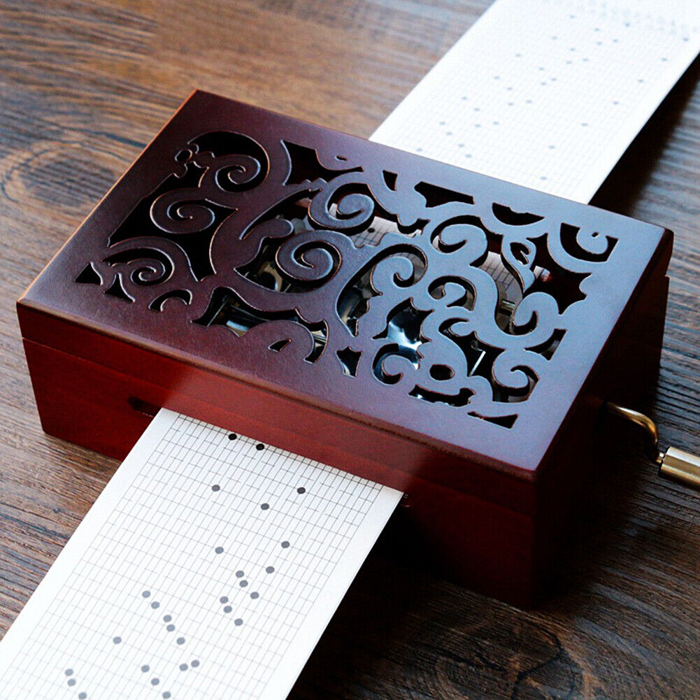 US 15-30 Notes Vintage Carved Wood Mechanism DIY Songs Handcrank Music Box Gift