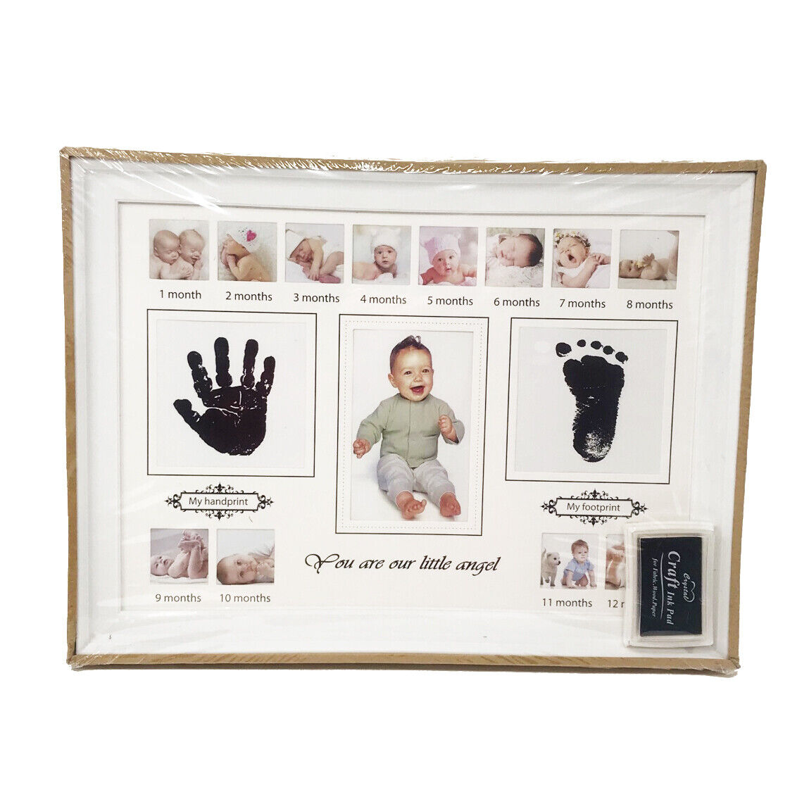 US Baby Photo Handprint Footprint Milestone Moments First Year Keepsake Frame