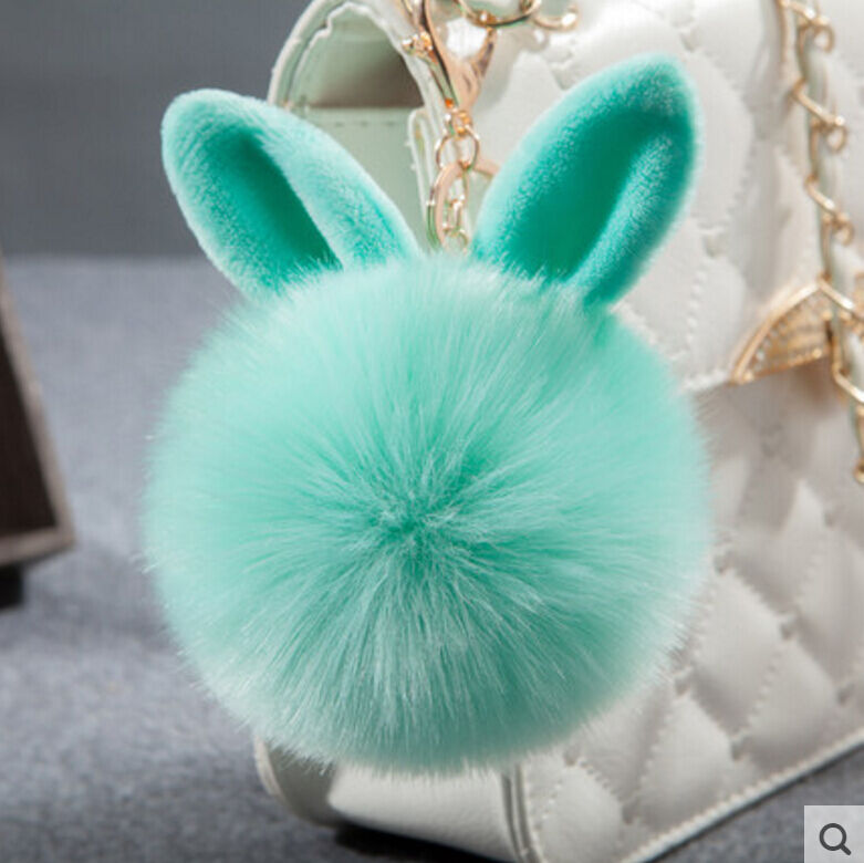 Rabbit Fur Ball/Rabbit Ear PomPom Cell Phone Car Pendant Handbag Key Chain Ring