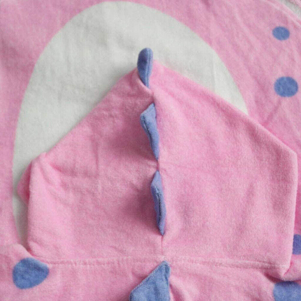 US Capped Hooded Baby Kids Dinosaur Bath Towel Wrap Toddler Bathrobe Cloak Cape