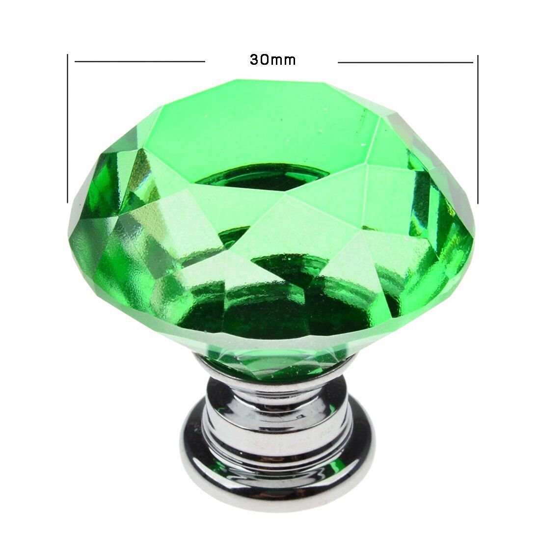 10Pcs Crystal Glass Cabinet Knob Diamond Shape 30mm Drawer Cupboard Handle Pull