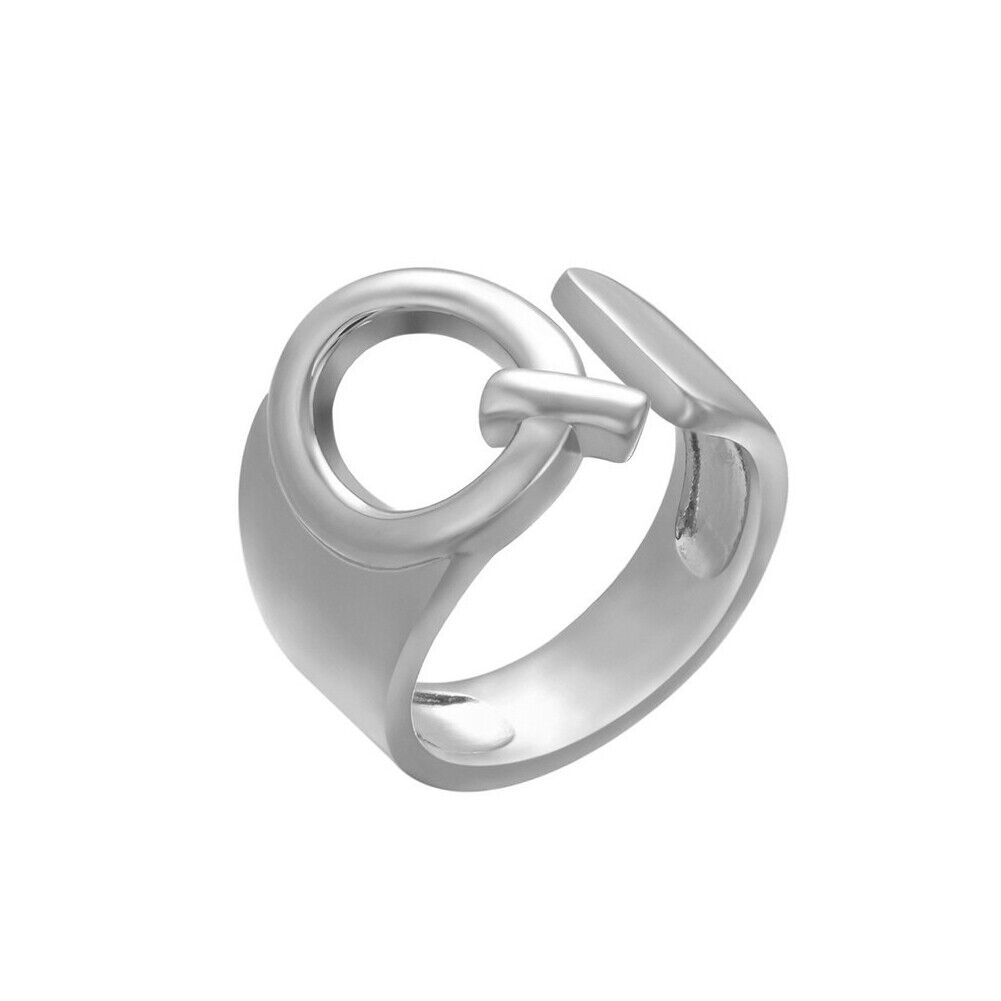US Alphabet Letter A to Z Resizable Knuckle Ring Initial Gold Silver Letter Ring