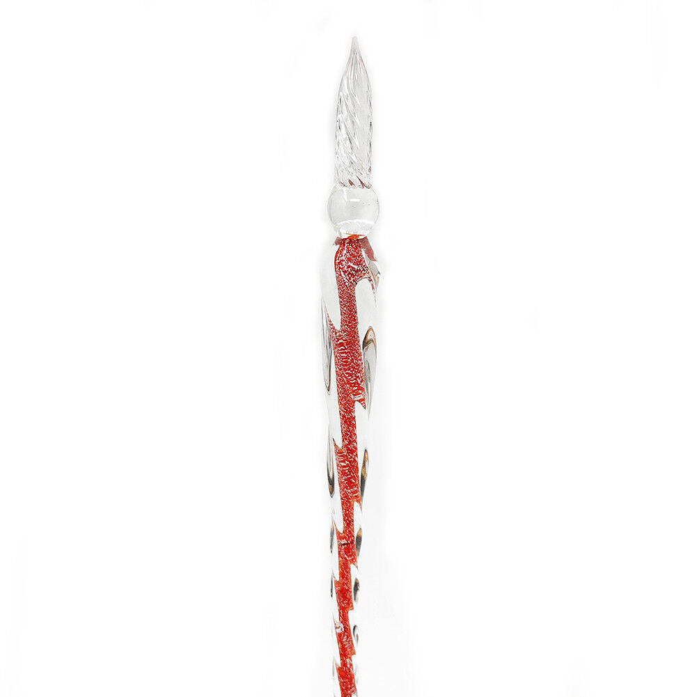 US 3D Glass Signature Pen Nib Elegant Crystal Dip Sign Pen w/ Box Gift Holiday