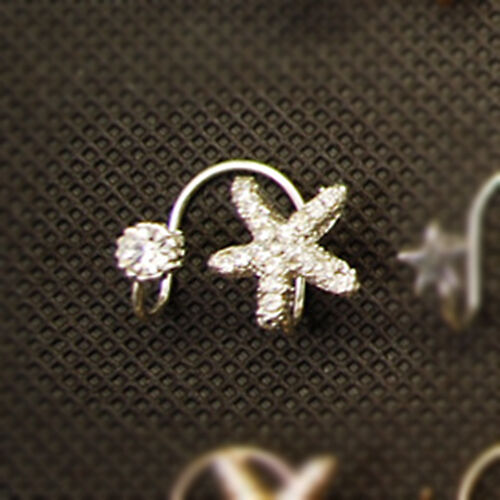 2X Magik Rhinestone EarStud Crystal Ear Cuff Wrap Clip On Non-piercing Earrings