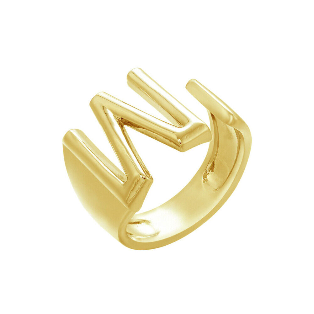 US Alphabet Letter A to Z Resizable Knuckle Ring Initial Gold Silver Letter Ring