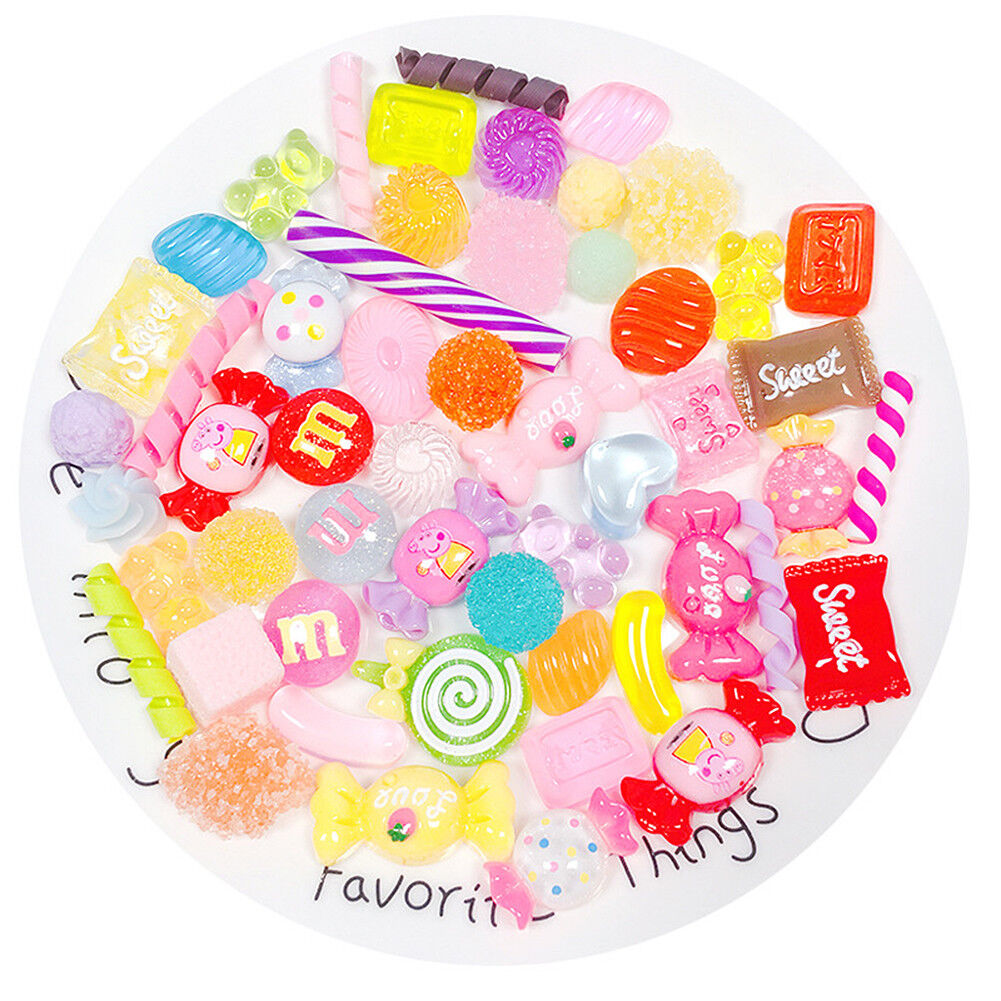 US 15~100 Pc Slime Bread Candy Unicorn Resin Flat Back Scrapbooking Charms DIY