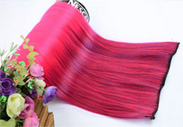 US STOCK 3/4 Head Fade Colorful Hair Extension Clip Straight Curly w/ 5 Clips