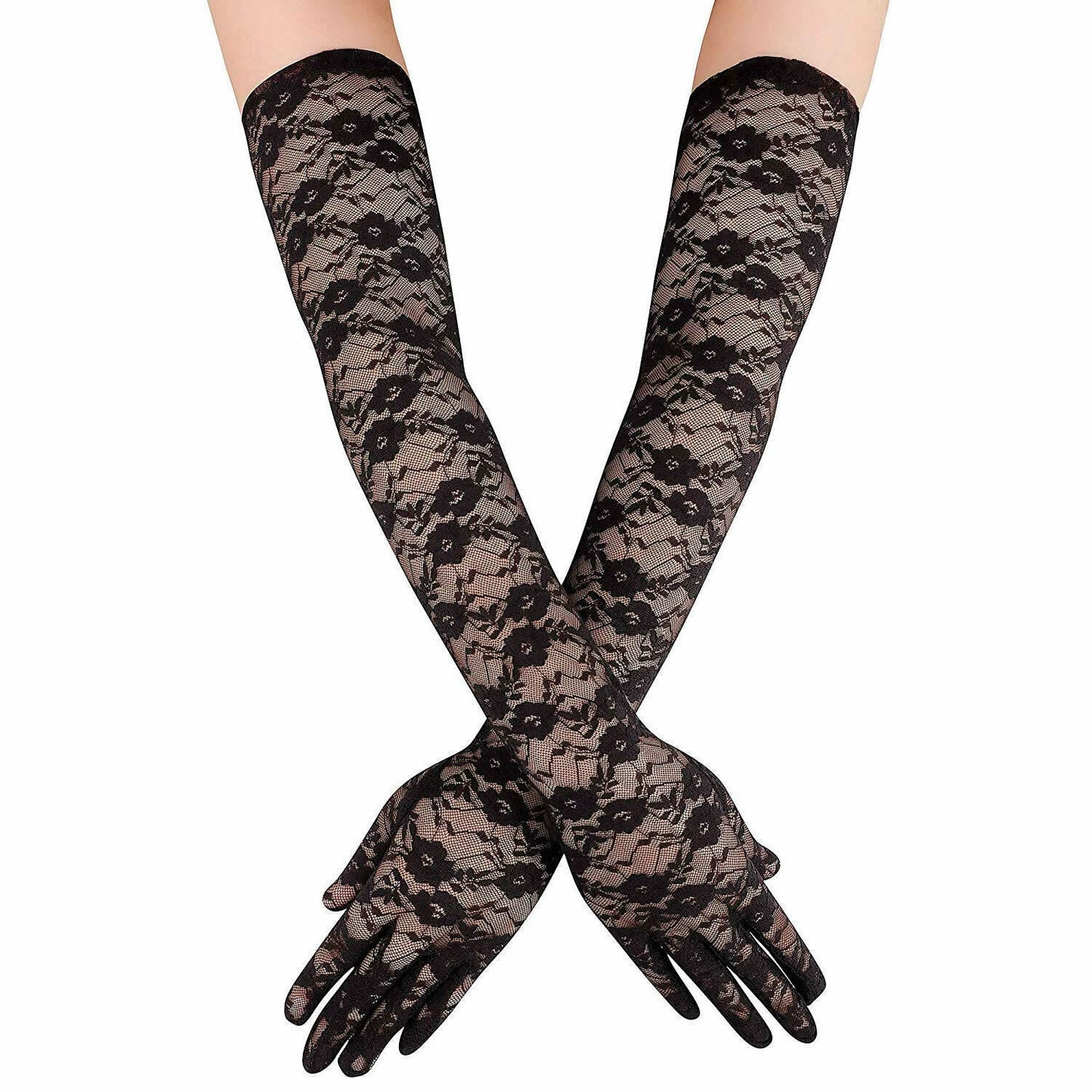US Sexy Lace Gloves Thin Long Bride Wedding Party Arm Elbow Prom Driving 19.7''