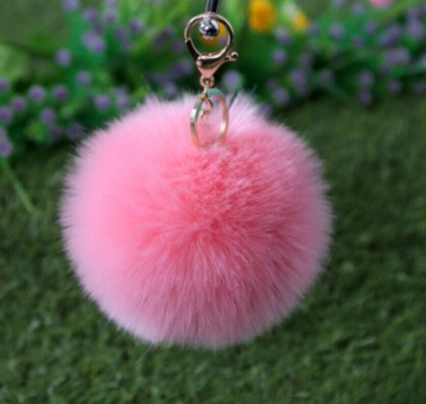 Rabbit Fur Ball/Rabbit Ear PomPom Cell Phone Car Pendant Handbag Key Chain Ring