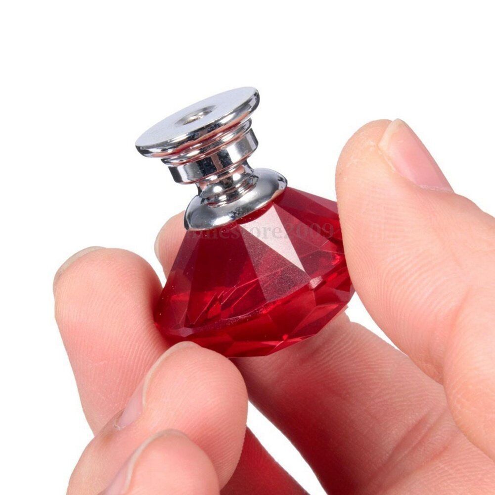 10Pcs Crystal Glass Cabinet Knob Diamond Shape 30mm Drawer Cupboard Handle Pull