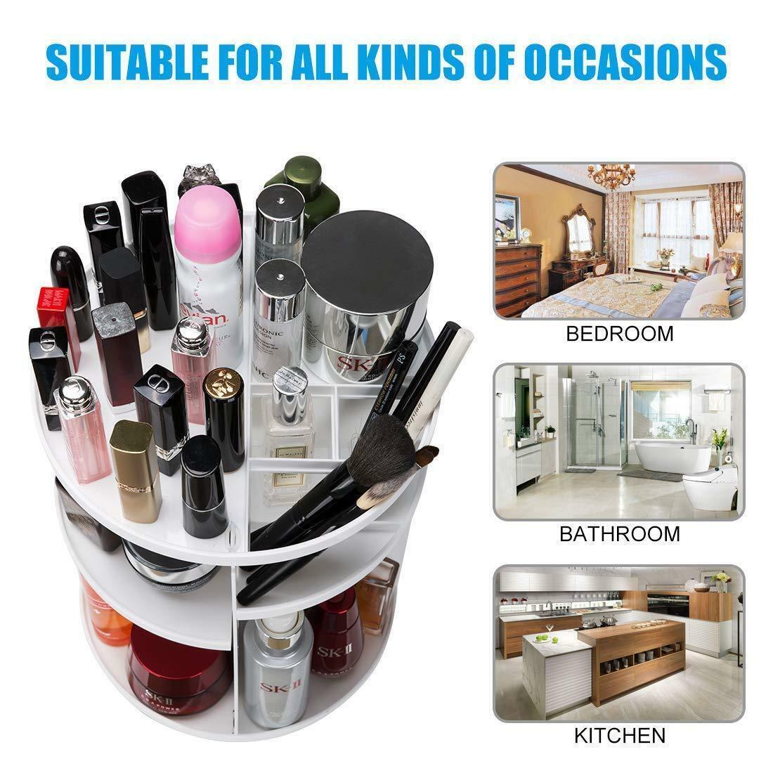 360 Degree Rotating Cosmetic Makeup Organizer Storage Box Lipstick Shelf Display