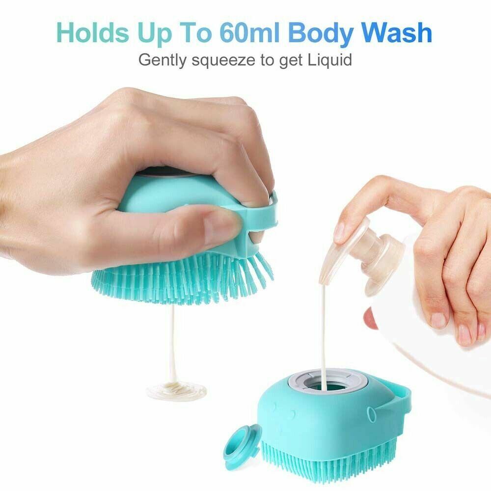 US Baby Silicone Bath Scrubber Gel Dispenser Comb Cradle Cap Pet Massage Brush