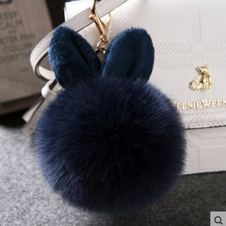 Rabbit Fur Ball/Rabbit Ear PomPom Cell Phone Car Pendant Handbag Key Chain Ring