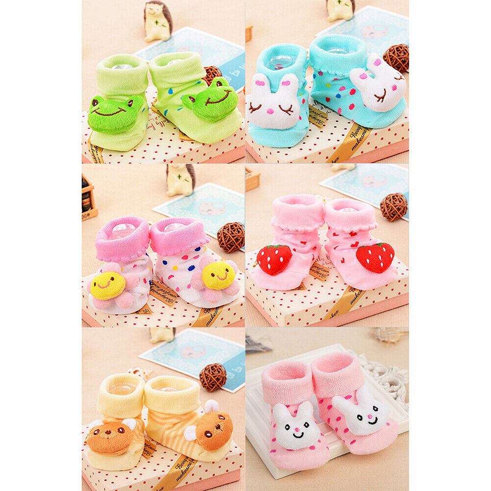 US 6 Pack Wrapables Cute 3D Cartoon Anti-Skid Baby Booties Sock Slipper Shoes