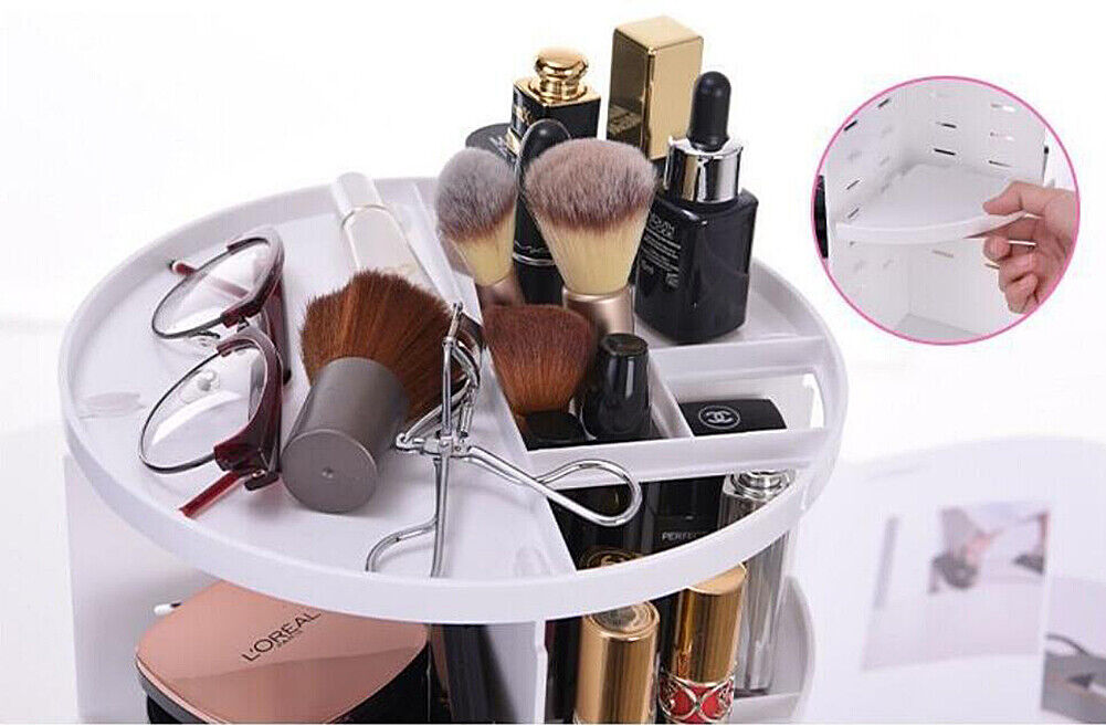 360 Degree Rotating Cosmetic Makeup Organizer Storage Box Lipstick Shelf Display