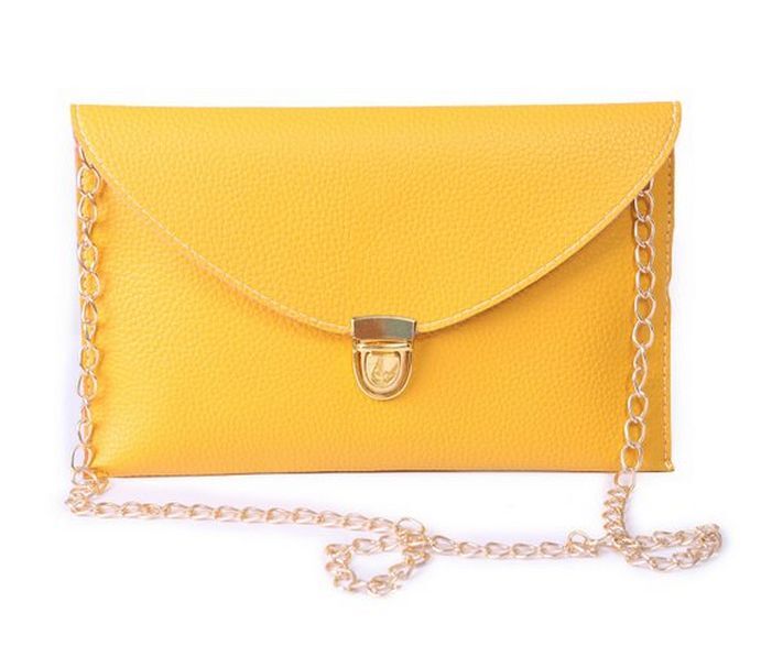 Fashion Leather Envelope Clutch with Drop-in Chain Shoulder Strap