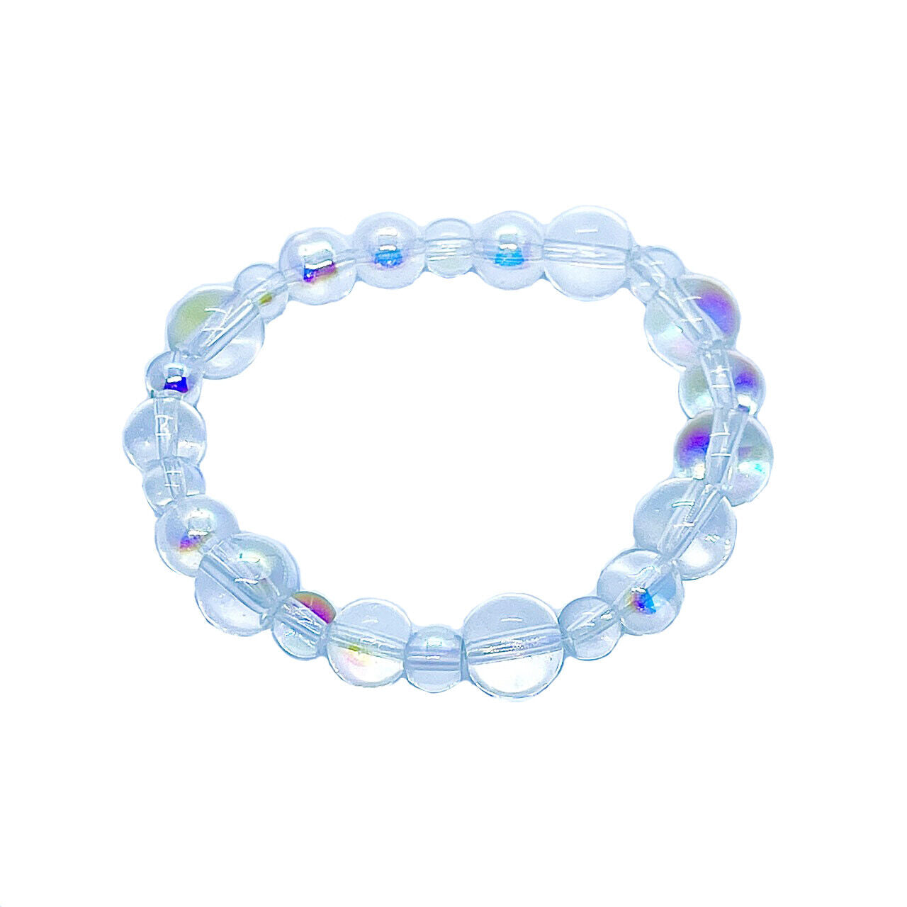 US Handmade Mermaid Soap Bubbles Rainbow Iridescent Bead Shine Elastic Bracelet