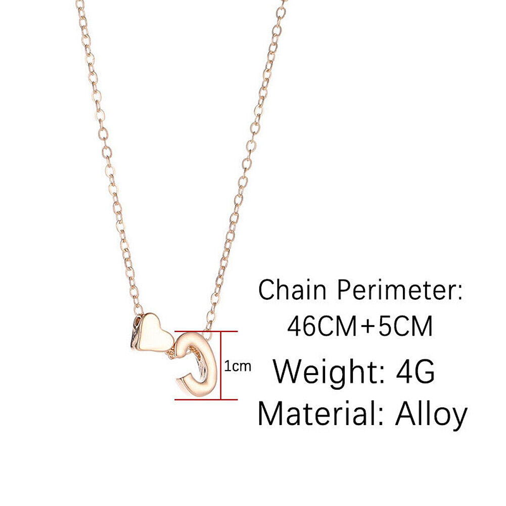 US Charm Heart Letter Initial A-Z Alphabet Pendant Chain Necklace Christmas Gift