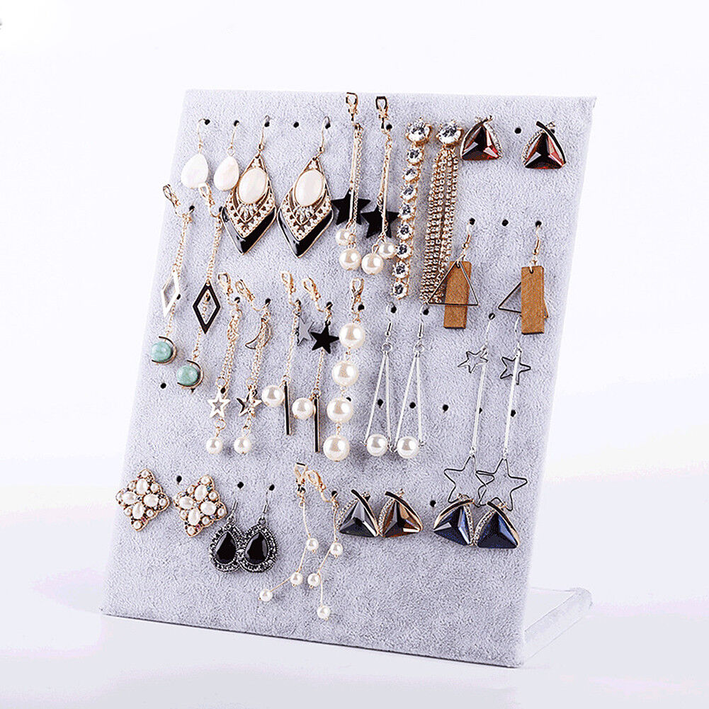 L-Shape Velvet Jewelry Frame Tray Earrings Board Display Counter Rack Organizer