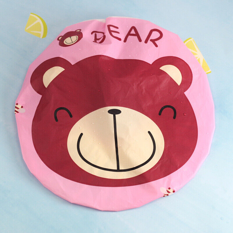 3-6 Pcs Women Shower Cap Waterproof Elastic Bath Hat Cleaning Hat Cute Kid Adult