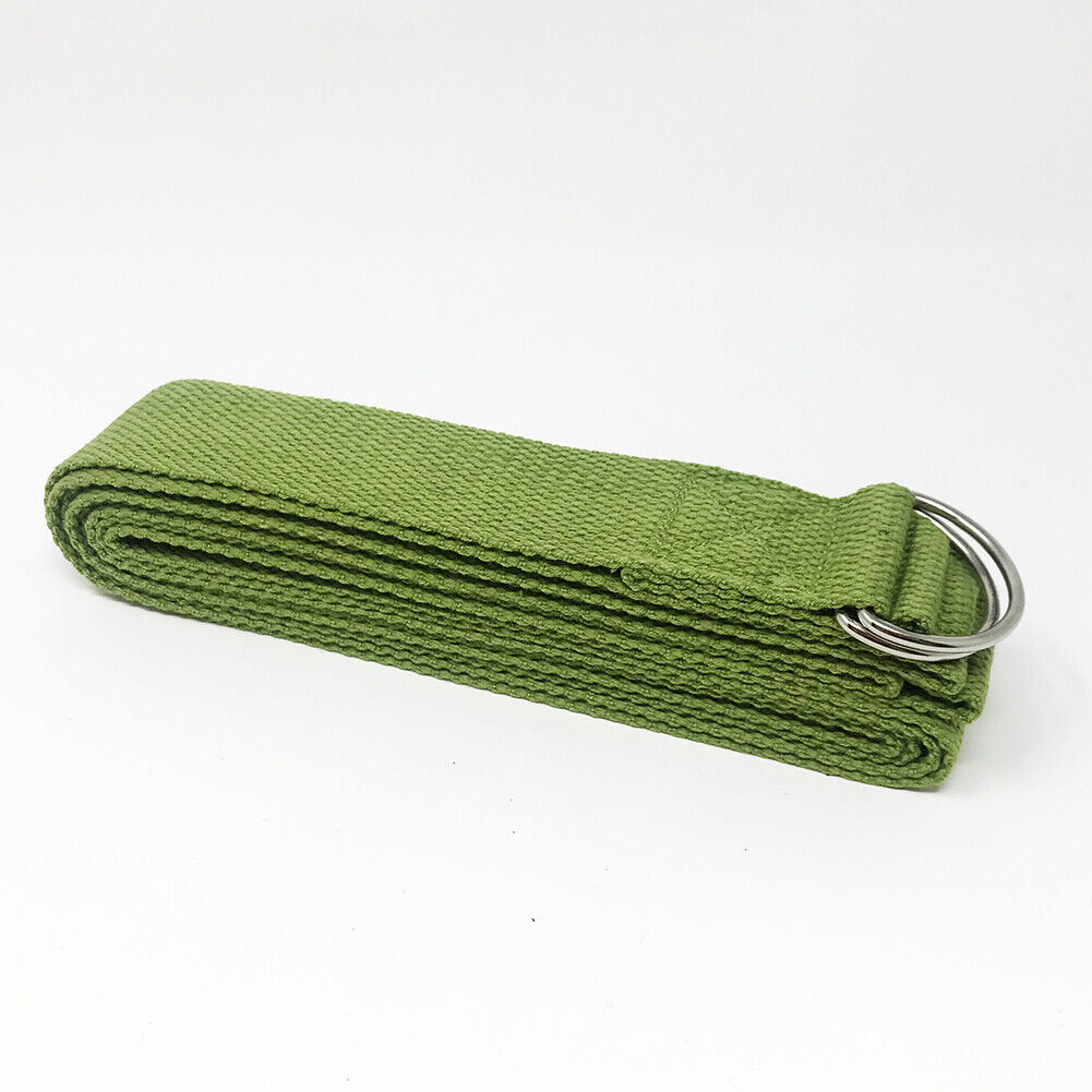 125 Inch/10.5 Feet/3.2M Fitness Exercise Yoga Strap Durable Cotton Metal D-Ring