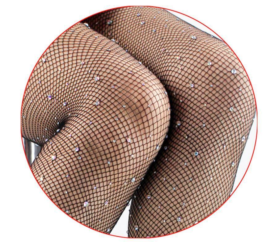 US Sexy Fishnet Stockings Gorgeous Sparkle Rhinestone Pantyhose Slim Club Party