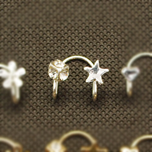 2X Magik Rhinestone EarStud Crystal Ear Cuff Wrap Clip On Non-piercing Earrings