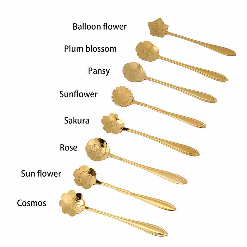 8 Pack Magik Floral Stainless Steel Tableware Creative Flower Coffee Spoon Set