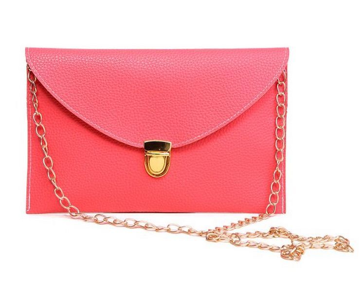 Fashion Leather Envelope Clutch with Drop-in Chain Shoulder Strap