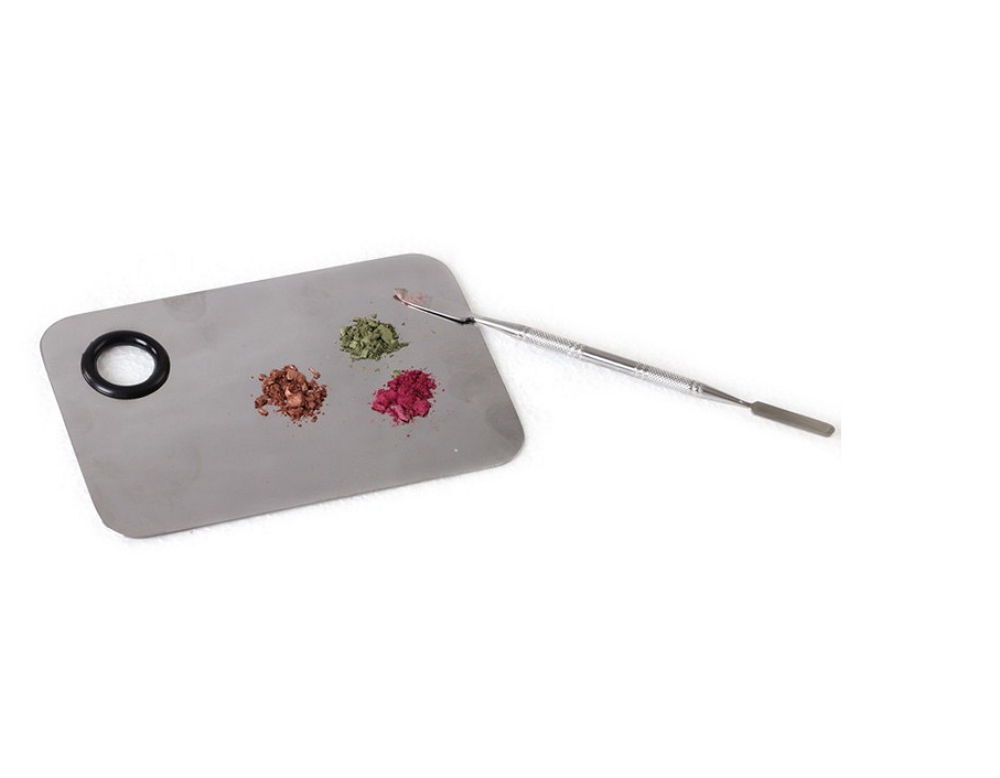 Acrylic Cosmetic Nail Art Makeup Polish Mixing Palette Stainless Steel Spatula