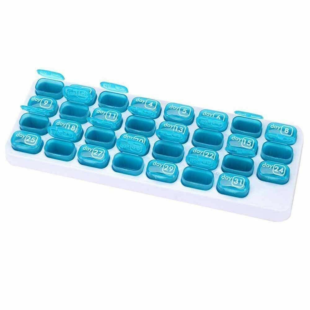 US 31 Day Monthly Pill Organizer Medication Pod Compartment Planner Box Plastic