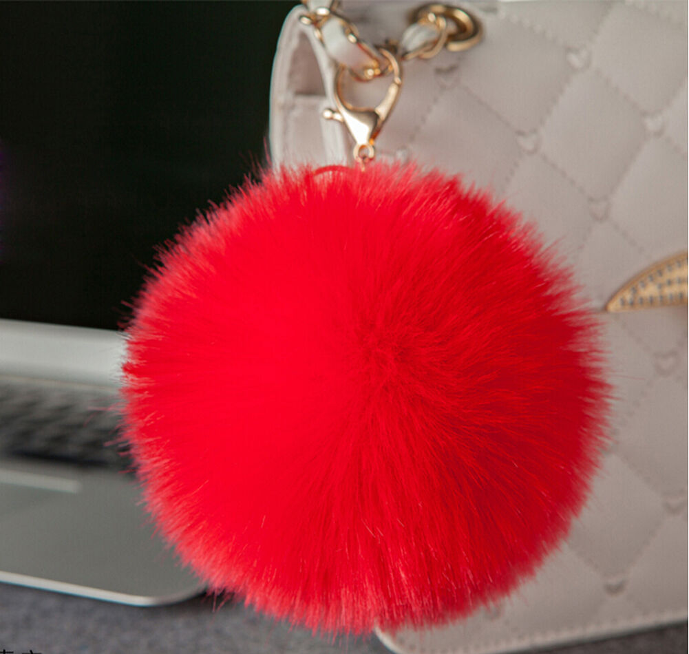 Rabbit Fur Ball/Rabbit Ear PomPom Cell Phone Car Pendant Handbag Key Chain Ring