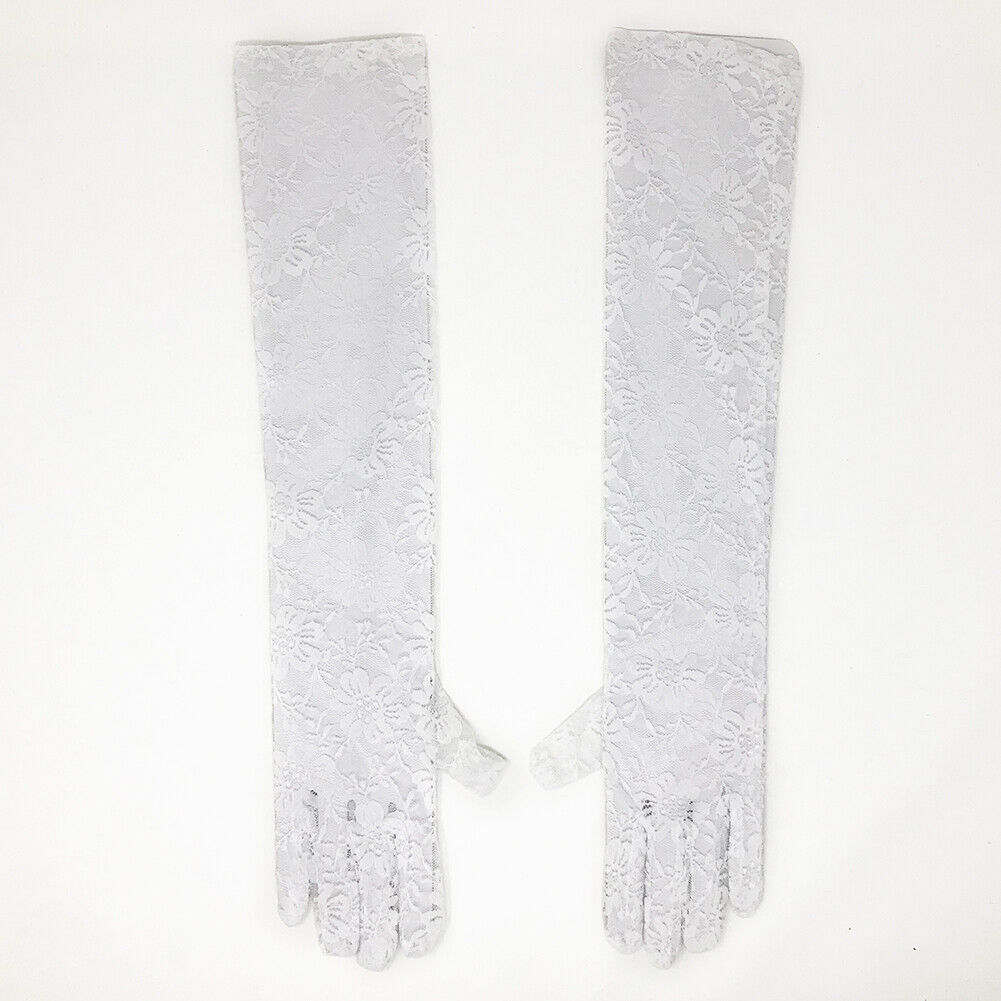 US Sexy Lace Gloves Thin Long Bride Wedding Party Arm Elbow Prom Driving 19.7''