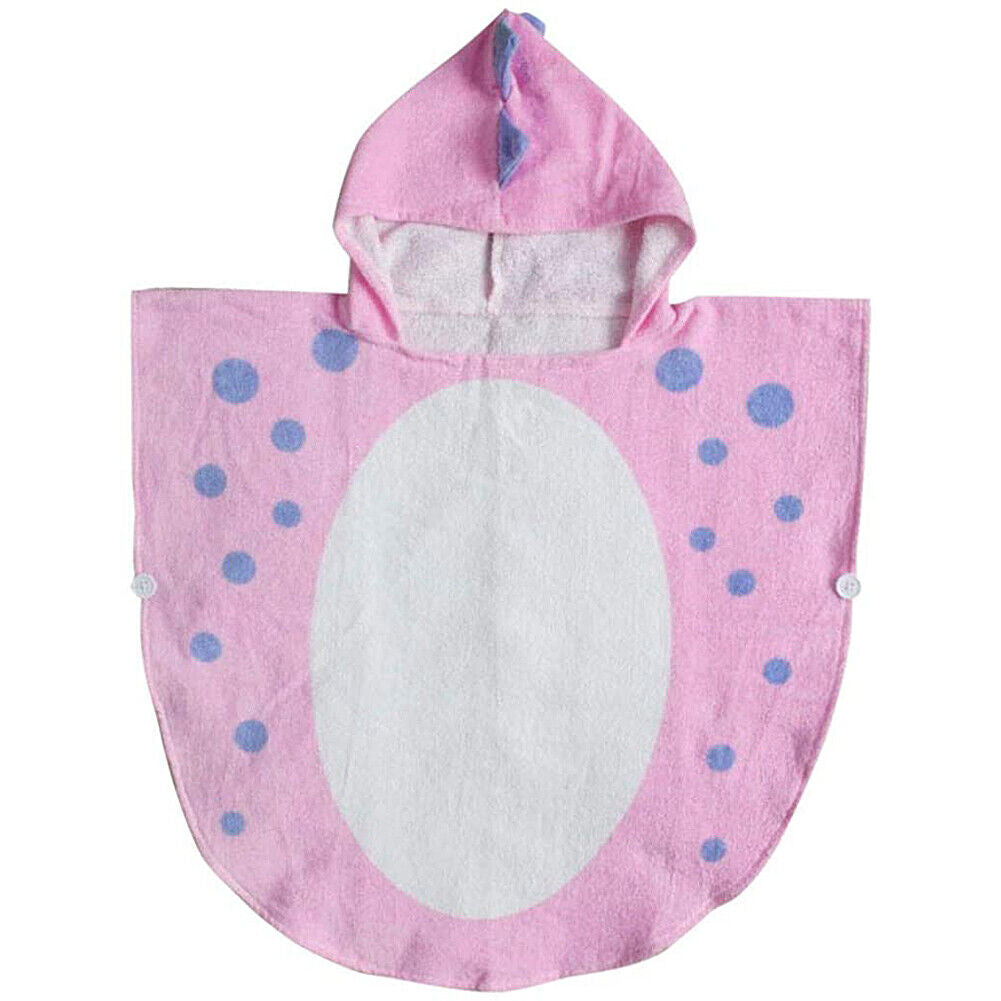 US Capped Hooded Baby Kids Dinosaur Bath Towel Wrap Toddler Bathrobe Cloak Cape