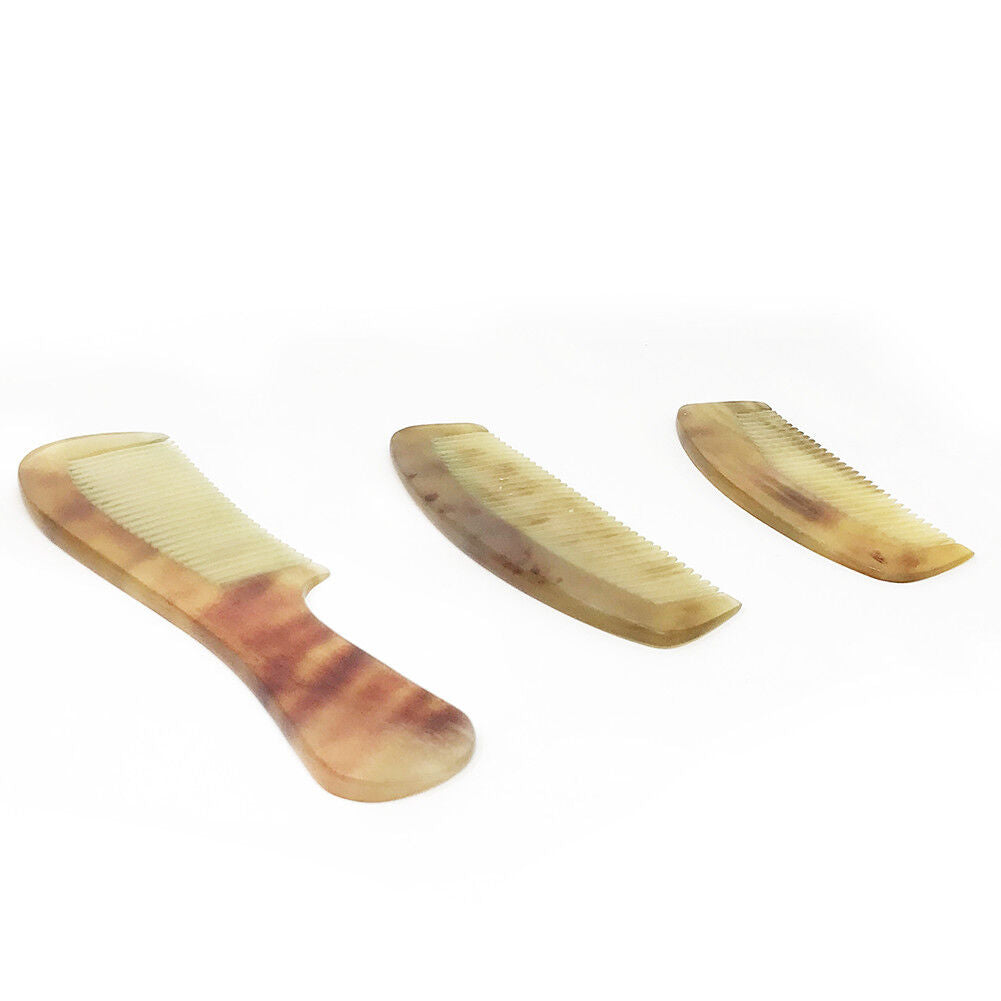 3~5 Pack Massage Tendon Comb Natural Amber Ox Horn Portable Hair Beard US Seller