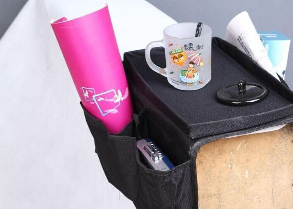 US 6 Pocket Sofa Arm Rest Organizer Caddy Couch Tray Remote Control Holder Table