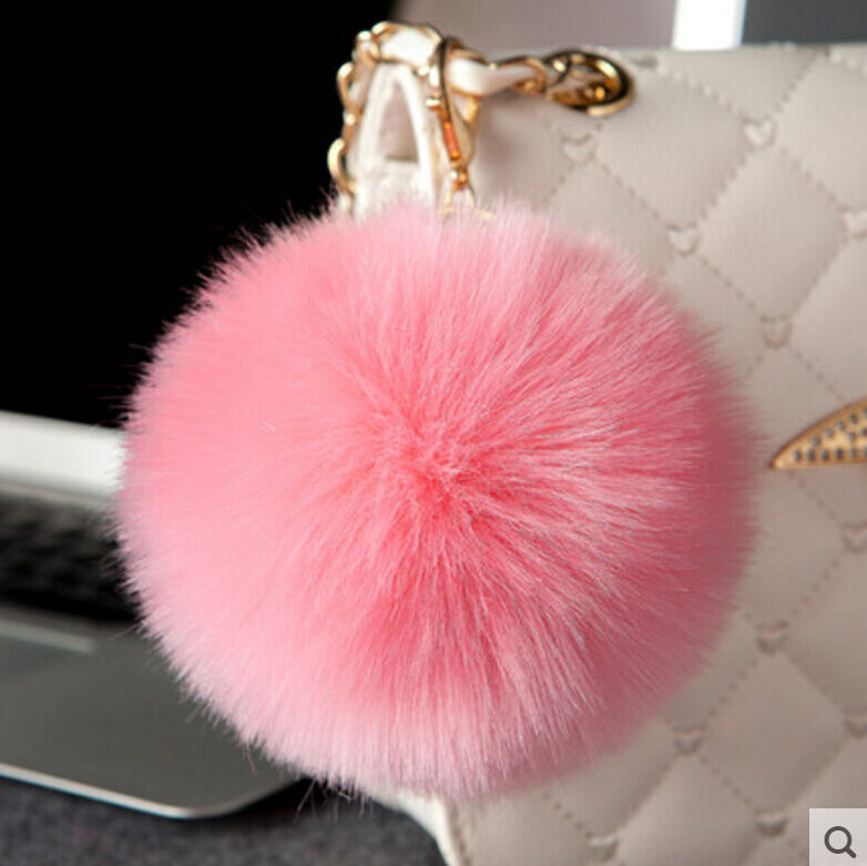 Rabbit Fur Ball/Rabbit Ear PomPom Cell Phone Car Pendant Handbag Key Chain Ring