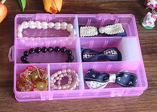 2 Pack 24 Grids Plastic Storage Box Jewelry Earring Tool Containers Organizer