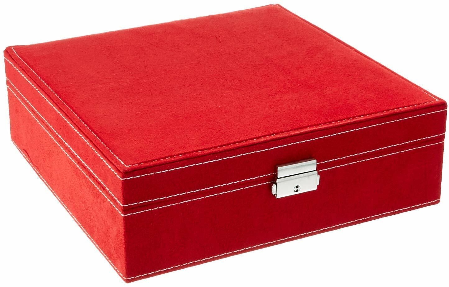 US Two-Layer Lint Large Jewelry Box Organizer Display Storage case with Lock