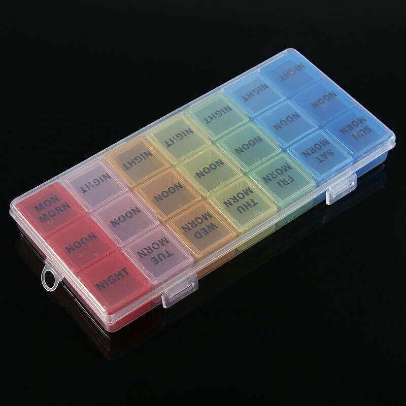 US 7 Day 28 Hole Medicine Pill Week Tablet Sort Organizer Storage Container Case