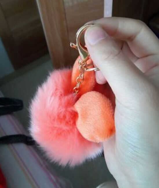 Rabbit Fur Ball/Rabbit Ear PomPom Cell Phone Car Pendant Handbag Key Chain Ring