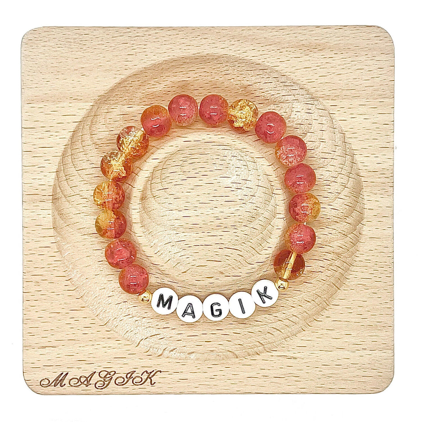 Magik Custom Personalized Name Mama Bracelet Crackle Lampwork Glass Beads Gift