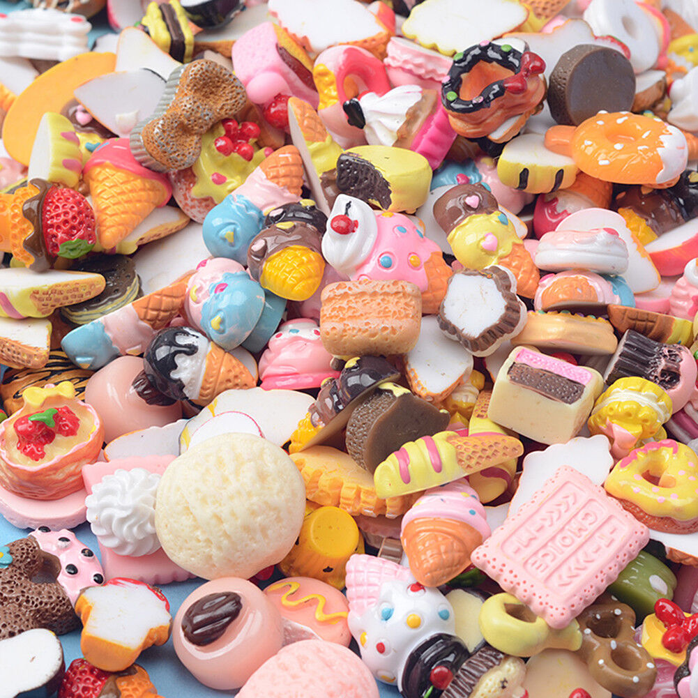 US 15~100 Pc Slime Bread Candy Unicorn Resin Flat Back Scrapbooking Charms DIY