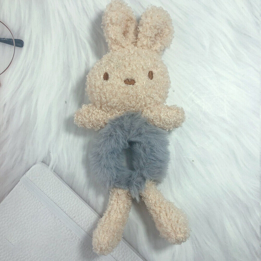 US Bear Bunny Furry Plush Hair Tie Scrunchies Rope Ponytail Holster Elastic Band