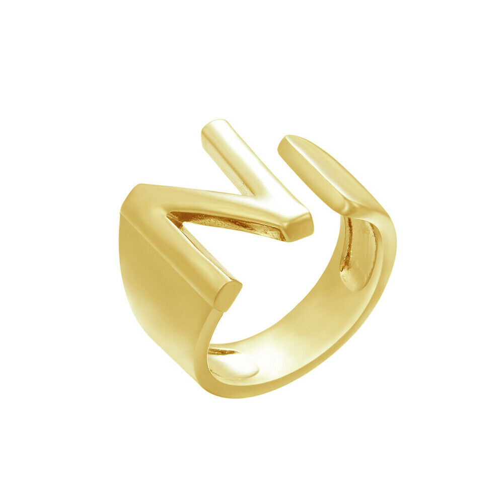 US Alphabet Letter A to Z Resizable Knuckle Ring Initial Gold Silver Letter Ring