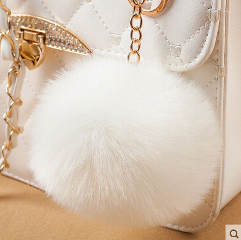 Rabbit Fur Ball/Rabbit Ear PomPom Cell Phone Car Pendant Handbag Key Chain Ring