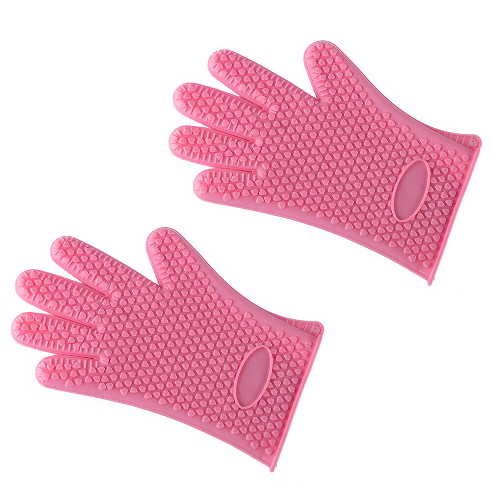 US Silicone BBQ Heat Resistant Gloves Grill Pot Holder Cooking Grip Oven Mitts