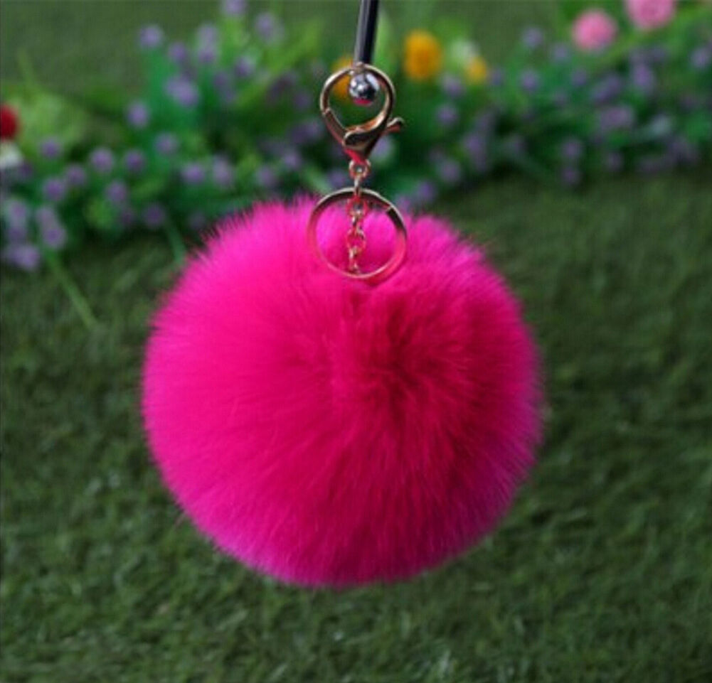 Rabbit Fur Ball/Rabbit Ear PomPom Cell Phone Car Pendant Handbag Key Chain Ring