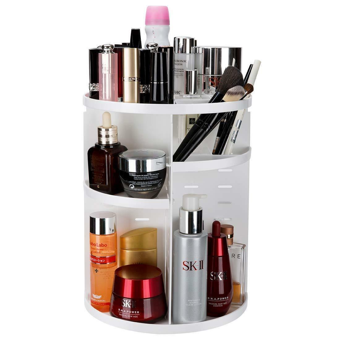 360 Degree Rotating Cosmetic Makeup Organizer Storage Box Lipstick Shelf Display