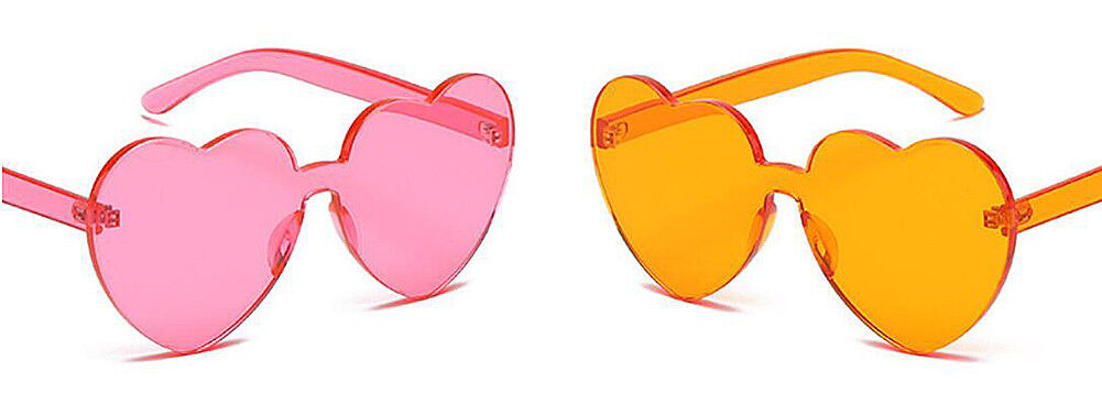 1-2 Pcs One Piece Round Heart Rimless Sunglasses Transparent Oversized Eyewear